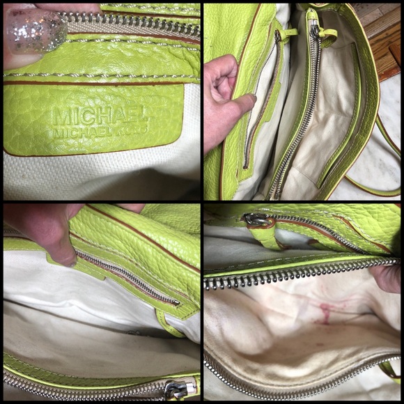 MICHAEL KORS CHARTREUSE GREEN PEBBLED LEATHER BAG - Picture 10 of 16